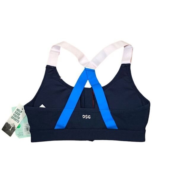 DSG Front Zip University Navy Strappy Bra, Size XS, NWT - Picture 5 of 6